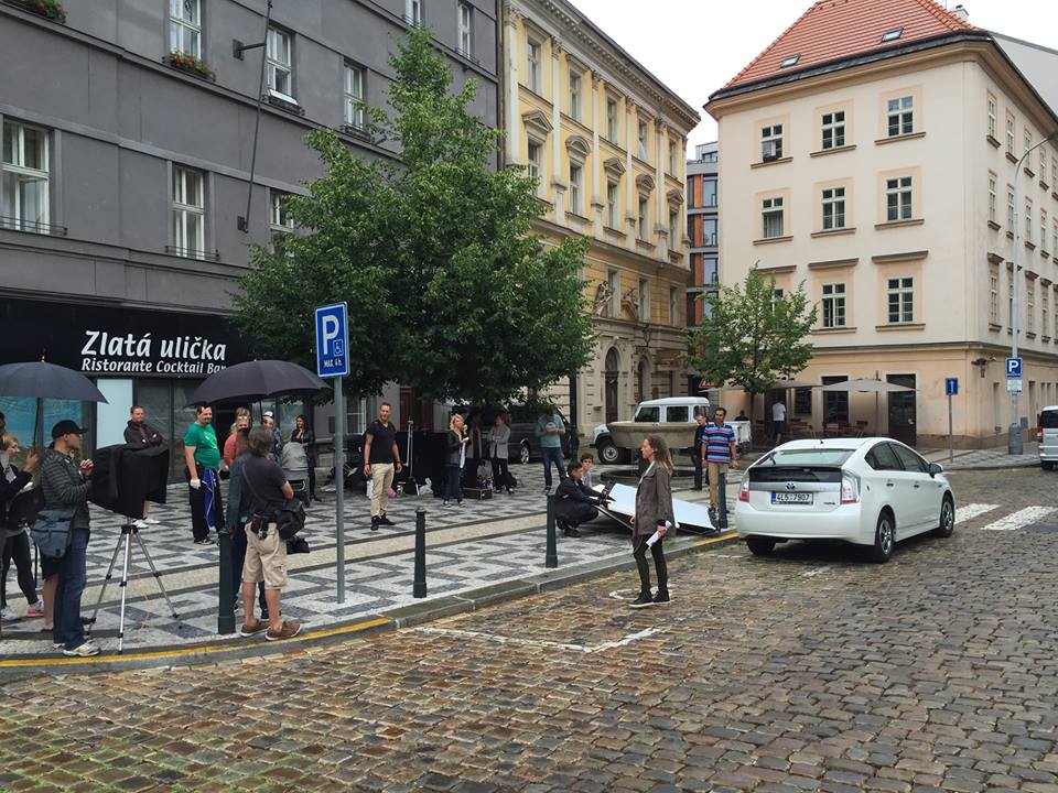 kadota film crew on location shoot in streets of prague